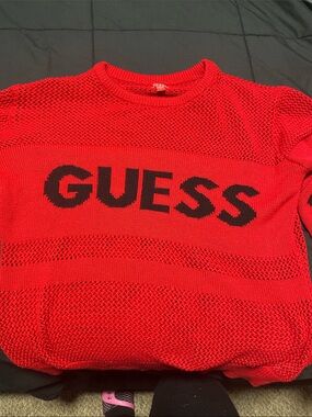 Guess Red Crewneck Sweater with Black Logo